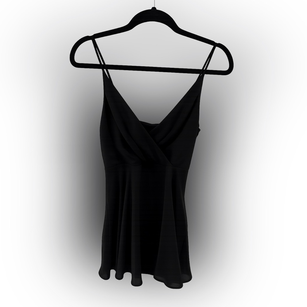 Express Black Draped Neck Short Dress